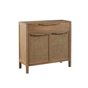 English Elm Palisades Reclaimed Wood 2-Door Woven Accent Chest with Cane Webbing, Hidden Locks & Drawer Storage B03548878