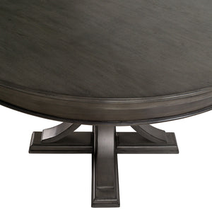 English Elm 44" Round Dining Table Helena - 44" Grey Chardon Wood Finish, Distressed Edge, Solid Poplar Design, Timeless Elegance B03548932