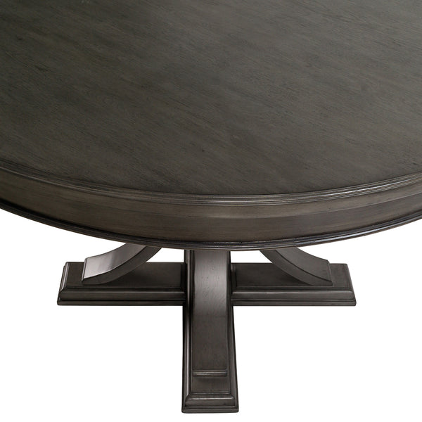 English Elm 44" Round Dining Table Helena - 44" Grey Chardon Wood Finish, Distressed Edge, Solid Poplar Design, Timeless Elegance B03548932