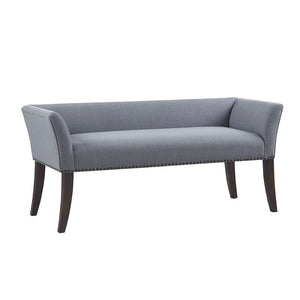English Elm Accent Welburn Upholstered Bench with Nailhead Trim and Light Wood Legs — Chic Entryway Seat, 49.5"W Slate Blue 20.5 L x 50.5 W x 12.75 H B03548748