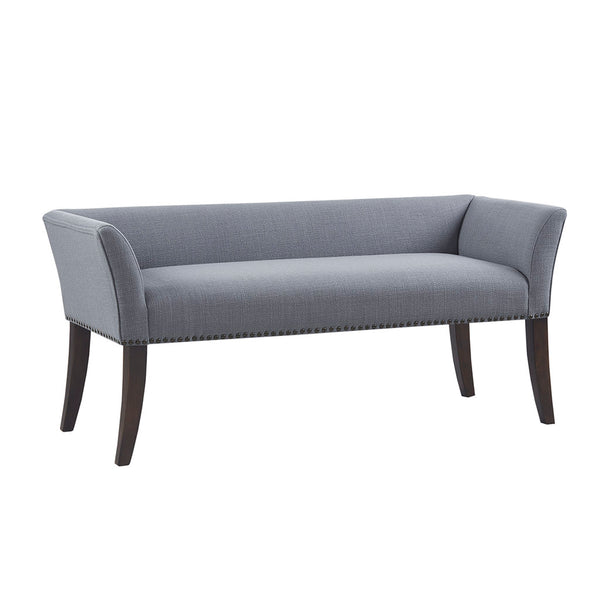 English Elm Accent Welburn Upholstered Bench with Nailhead Trim and Light Wood Legs — Chic Entryway Seat, 49.5"W Slate Blue 20.5 L x 50.5 W x 12.75 H B03548748