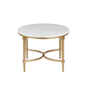 English Elm Coffee Madison Park Signature Bordeaux Coffee Table with White Marble Top and Gold Metal Legs, Glamorous Traditional Accent 24.5"D x 40.5"W x 17.5"H B03548927