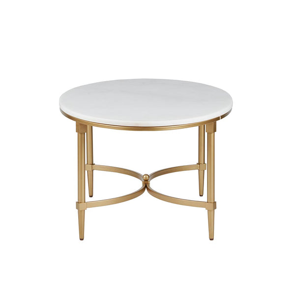 English Elm Coffee Madison Park Signature Bordeaux Coffee Table with White Marble Top and Gold Metal Legs, Glamorous Traditional Accent 24.5"D x 40.5"W x 17.5"H B03548927