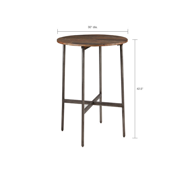 English Elm Round INK+IVY Renu Bar Table – 30" Round Pine Top, Gunmetal Metal Legs, Industrial Chic, No-Assembly B03548455
