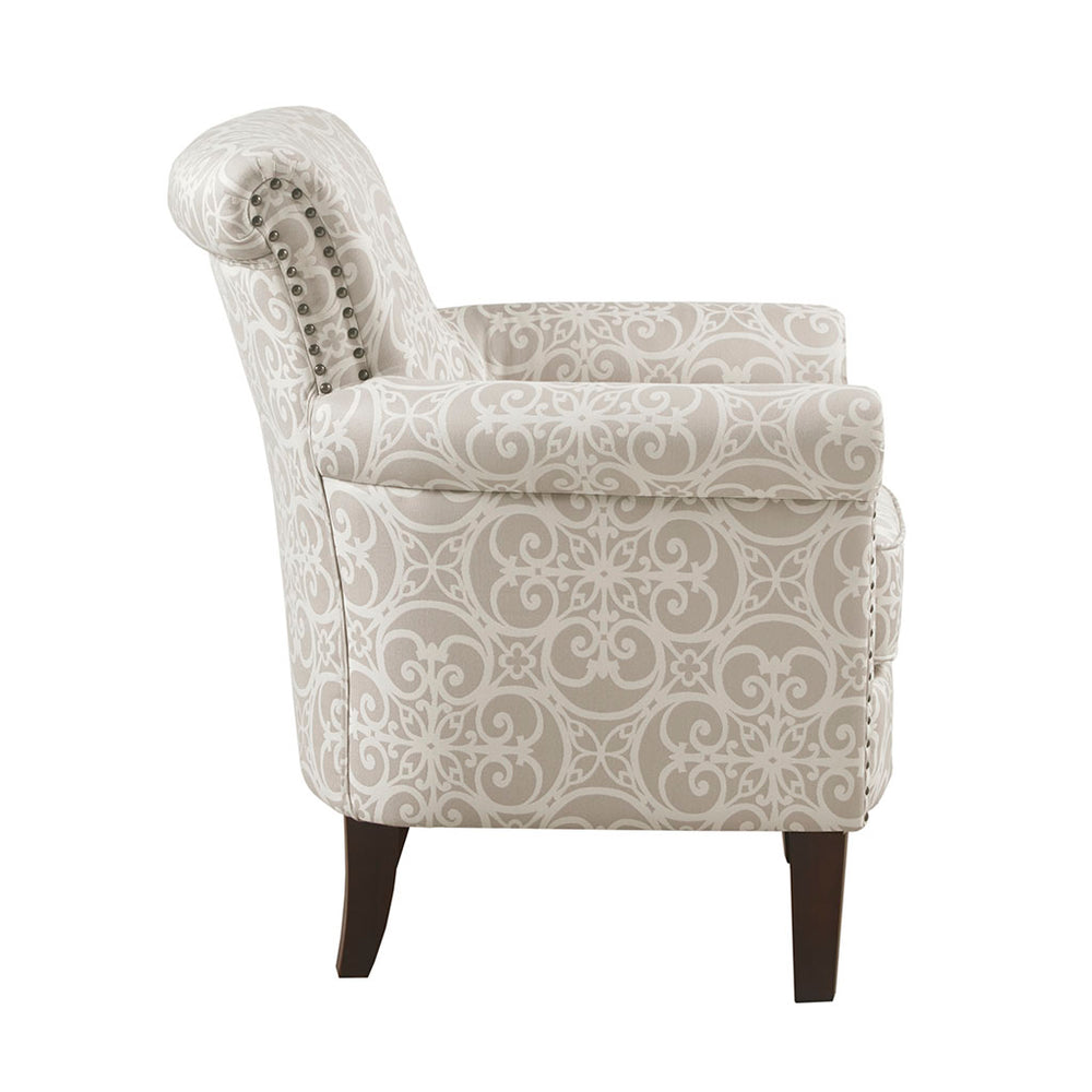 English Elm Brooke Espresso Tight Back Club Chair with Bronze Nailhead, Solid Wood Frame, Plush Foam Cushion B03548564