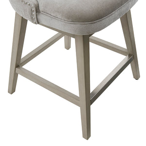 English Elm 25.75" Emmett Swivel Counter Stool Light Grey Upholstered with Nailhead Trim & Silver Kick Plate, 300 lb Capacity B03548712