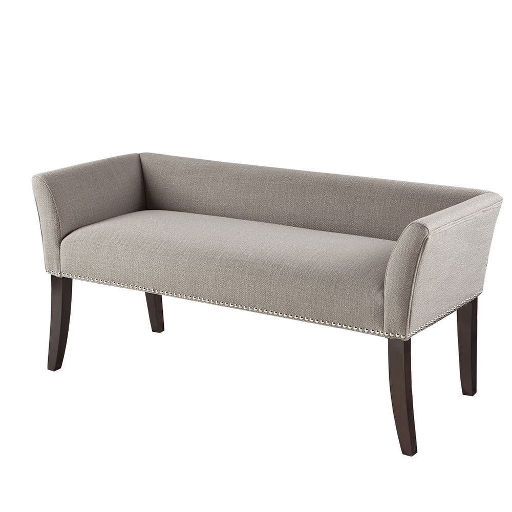 English Elm Accent Welburn Upholstered Bench with Nailhead Trim and Light Wood Legs — Chic Entryway Seat, 49.5"W Grey 20.5 L x 50.5 W x 12.75 H B03548744