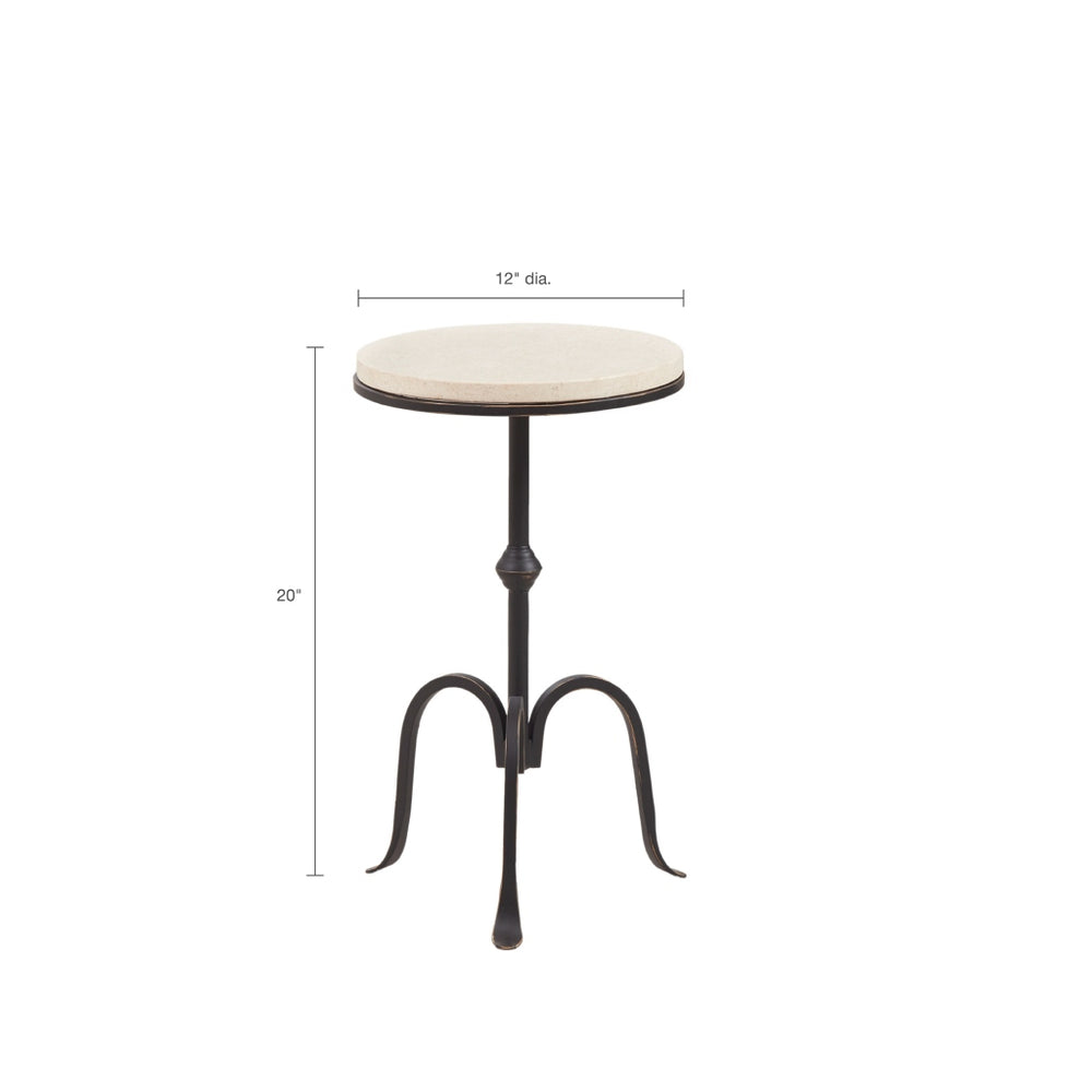 English Elm Accent Table Madison Park Gaberial Round Marble Top Pedestal Side Table Black Metal Gold Edge Chic B03548856