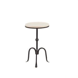 English Elm Accent Table Madison Park Gaberial Round Marble Top Pedestal Side Table Black Metal Gold Edge Chic B03548856