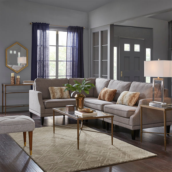 English Elm Rectangle Coffee Table — Bronze Metal Frame & 5mm Tempered Glass Top, Modern Centerpiece, 44"x24" B03548926