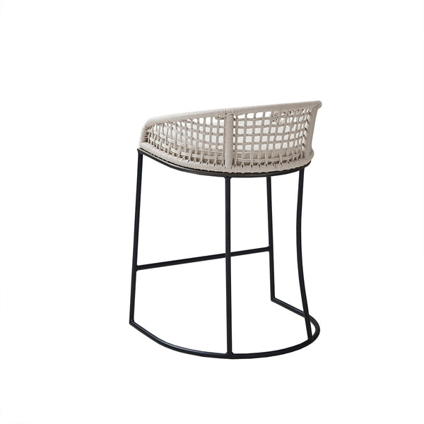 English Elm Woven Madison Park Hermosa 25" Counter Stool with Cushioned Seat, Woven Rope Back & Iron Base B03548726
