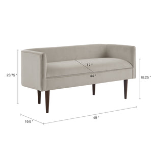 English Elm Farrah Cream Velvet Accent Bench with Low Back & Dark Wood Legs, 49" Wide Transitional Seating B03548752