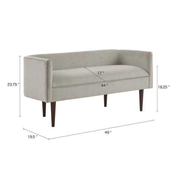 English Elm Farrah Cream Velvet Accent Bench with Low Back & Dark Wood Legs, 49" Wide Transitional Seating B03548752