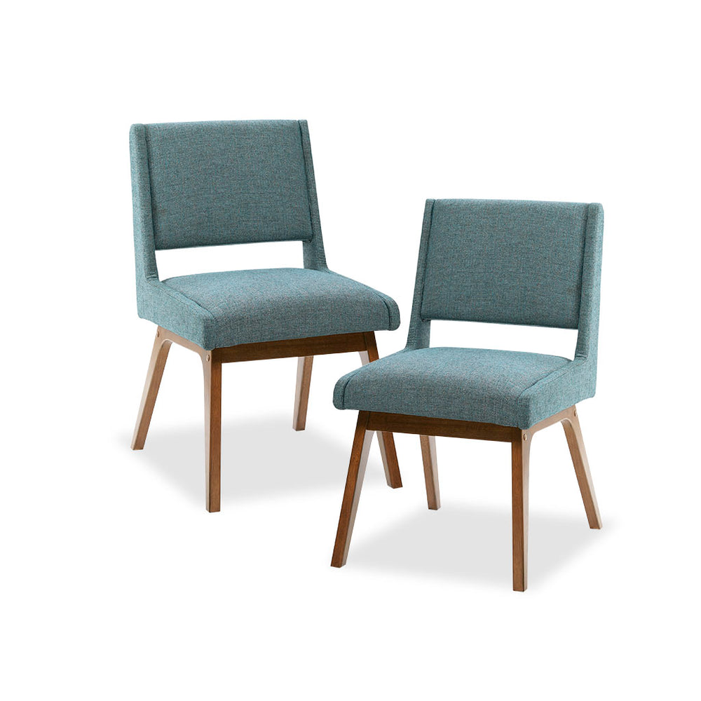 English Elm Dining Boomerang Chairs Set of 2 Retro 50s Diner Style Upholstered Solid Wood Frame, Foam Seats B03548519