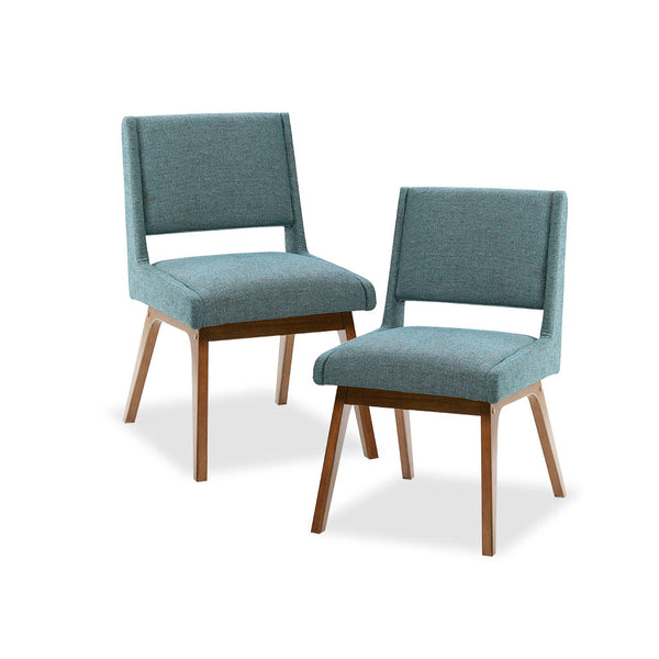 English Elm Dining Boomerang Chairs Set of 2 Retro 50s Diner Style Upholstered Solid Wood Frame, Foam Seats B03548519