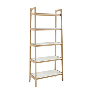English Elm Shelf Madison Park Parker Mid-Century 5-Tier Two-Tone Wooden Bookcase - Solid Wood Frame, White MDF Shelves, 31"W x 73"H, Stylish Display B03548884