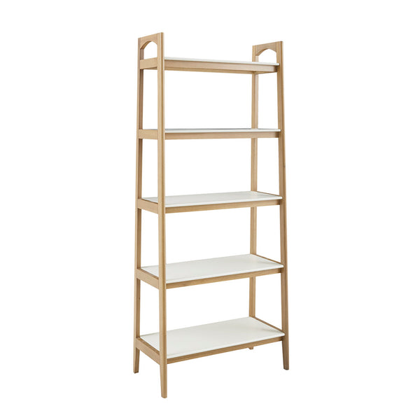 English Elm Shelf Madison Park Parker Mid-Century 5-Tier Two-Tone Wooden Bookcase - Solid Wood Frame, White MDF Shelves, 31"W x 73"H, Stylish Display B03548884