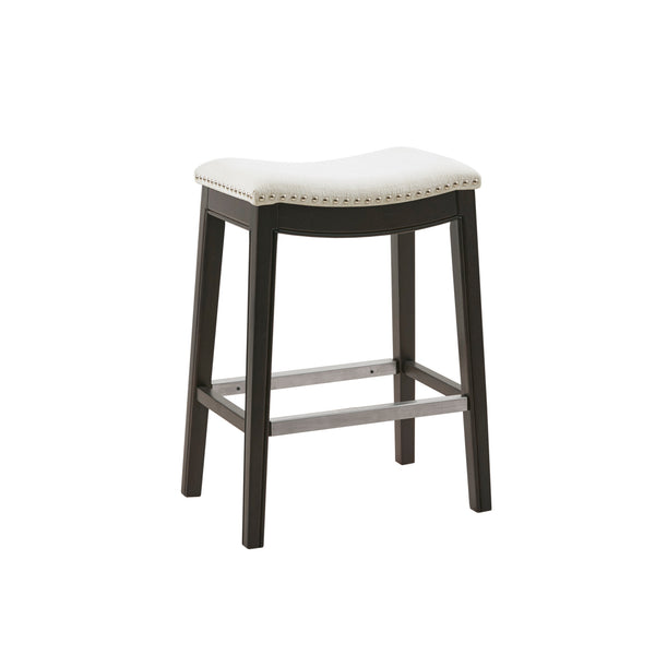English Elm Counter Stool Madison Park Maison backless upholstered seat with antique gold metal base, modern elegance Cream 5.7 L x 26.57 W x 16.73 H B03548728
