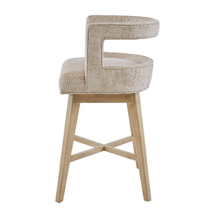 English Elm Swivel Madison Park Glenwood Counter Stool Cream Upholstery Wheat Wood Legs Bronze Kickplate, 180° Rotation Elegance B03548709