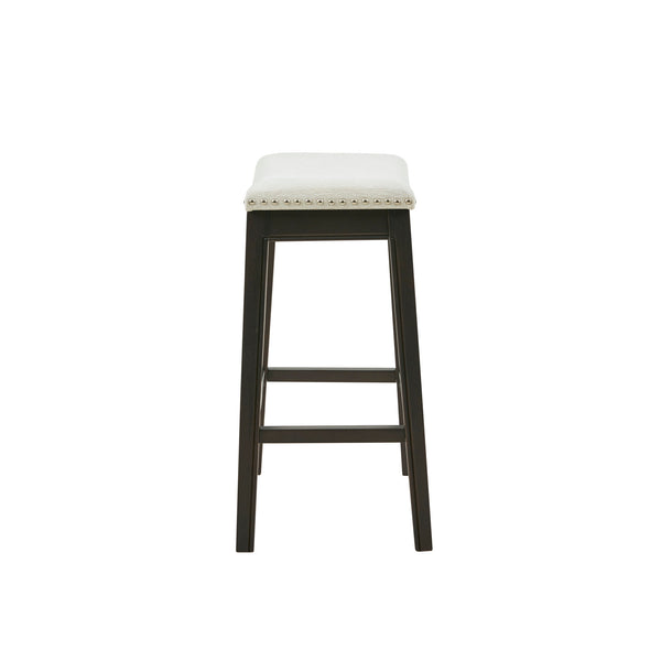English Elm Counter Stool Madison Park Maison backless upholstered seat with antique gold metal base, modern elegance Cream 5.7 L x 26.57 W x 16.73 H B03548728