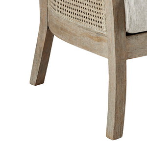 English Elm Cane Diedra Armchair with Reclaimed Natural Wood Finish, Rattan Back & High-Density Foam Seat B03548544
