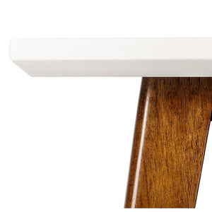 English Elm End Table with Open Shelf Two Tone White Pecan Rubberwood for Modern Living Rooms B03548807