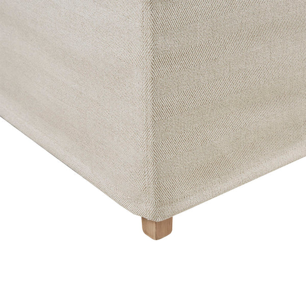 English Elm Foster Beige Upholstered Dining Chairs Set of 2 with Camel Oak Legs, Bronze Nailhead Trim, Skirted Elegance B03548770