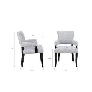 English Elm Arm Dining Chair with Nailhead Trim Rubberwood Frame and High Density Foam Seat B03548533