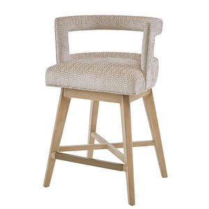 English Elm Swivel Madison Park Glenwood Counter Stool Cream Upholstery Wheat Wood Legs Bronze Kickplate, 180° Rotation Elegance B03548709