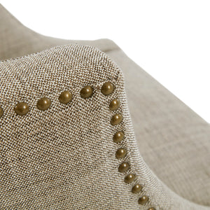 English Elm Swivel Madison Park Mateo Counter Stool with Beige Tweed Upholstery, Walnut Legs & Antique Bronze Nailhead B03548713