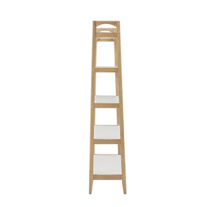 English Elm Shelf Madison Park Parker Mid-Century 5-Tier Two-Tone Wooden Bookcase - Solid Wood Frame, White MDF Shelves, 31"W x 73"H, Stylish Display B03548884