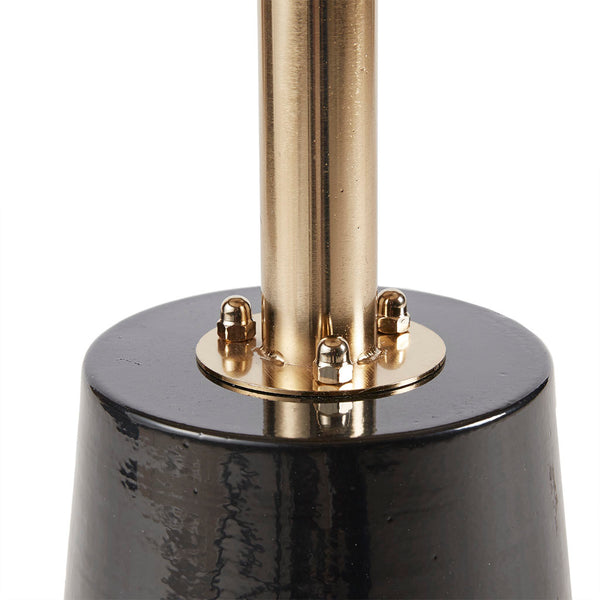 English Elm Accent Table Madison Park Lexi Round Reclaimed Walnut Top with Hand-Carved Black Base, Elegant Decor Black+Gold 12 L x 17.25 W x 17.5 H B03548826