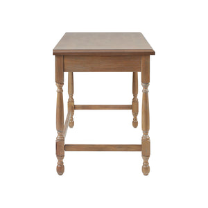 English Elm Solid Wood Tabitha Desk with Reclaimed Natural Finish, Turned Legs, Single Drawer & Metal Glides B03549013