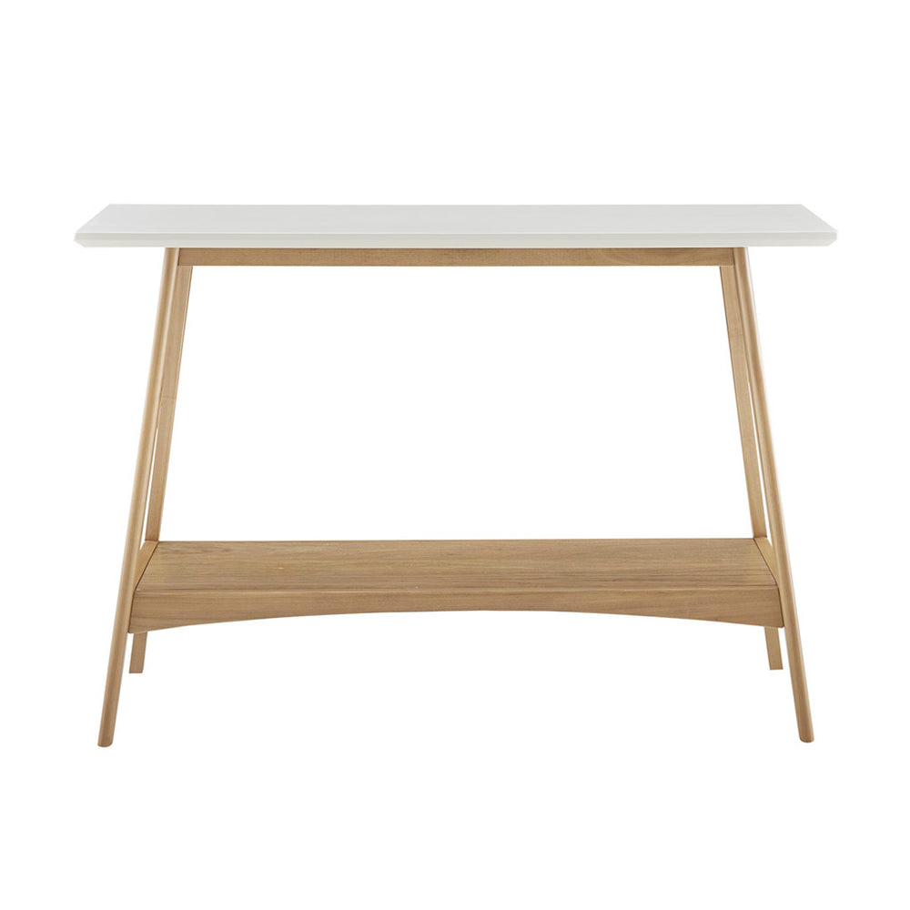 English Elm Console Madison Park Parker Mid-Century Console Table, Two-Tone Off-White Top, Solid Wood Shelf B03548838