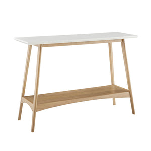 English Elm Console Madison Park Parker Mid-Century Console Table, Two-Tone Off-White Top, Solid Wood Shelf B03548838