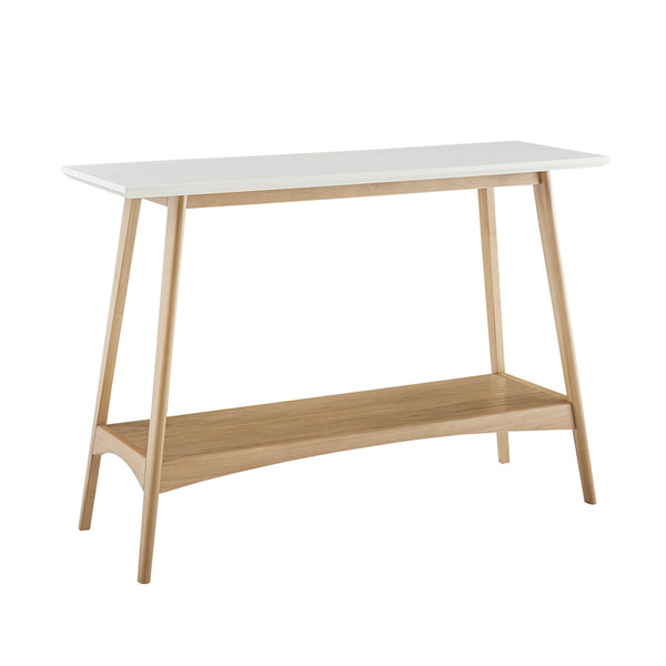 English Elm Console Madison Park Parker Mid-Century Console Table, Two-Tone Off-White Top, Solid Wood Shelf B03548838