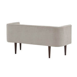 English Elm Farrah Cream Velvet Accent Bench with Low Back & Dark Wood Legs, 49" Wide Transitional Seating B03548752