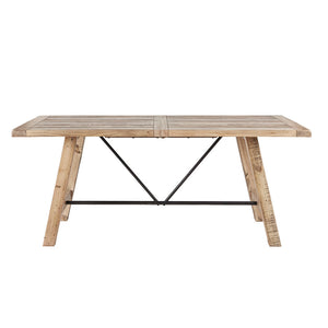 English Elm Sonoma Solid Pine Rectangular Dining Table 72"W Weathered Finish Gunmetal Metal Stretchers Seats 6 B03548461