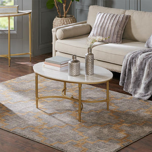 English Elm Coffee Madison Park Signature Bordeaux Coffee Table with White Marble Top and Gold Metal Legs, Glamorous Traditional Accent 24.5"D x 40.5"W x 17.5"H B03548927