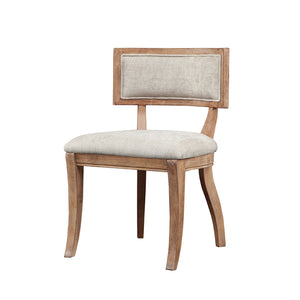 English Elm Dining Chair Marie Set of 2 - Curved Back Wire Brushed Birch Finish, White Ceruse, Upholstered Comfort B03549044