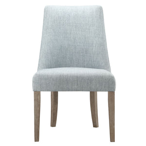 English Elm Upholstered Martha Stewart Winfield dining chair set of 2 — farmhouse reclaimed wood legs, plush foam seats Light Blue 25.75 L x 32.75 W x 27.63 H B03548992