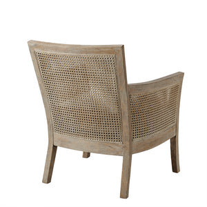 English Elm Cane Diedra Armchair with Reclaimed Natural Wood Finish, Rattan Back & High-Density Foam Seat B03548544