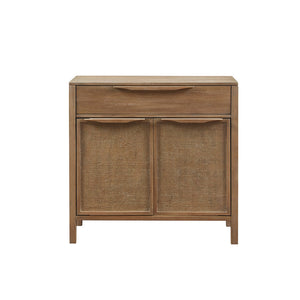 English Elm Palisades Reclaimed Wood 2-Door Woven Accent Chest with Cane Webbing, Hidden Locks & Drawer Storage B03548878