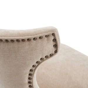 English Elm 25.75" Swivel Counter Stool with Dark Coffee Wood Legs, Bronze Nailhead Trim & Metal Kickplate, Plush Upholstery Beige 21.75 L x 24 W x 21 H B03548725