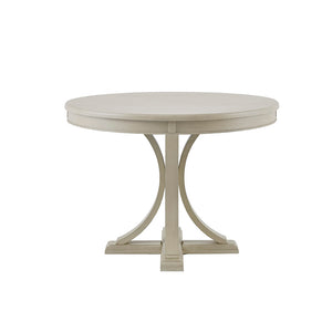 English Elm 44" Round Dining Table Antique Cream Finish, Solid Wood Veneer Top, Seats 4, Traditional Charm B03548933
