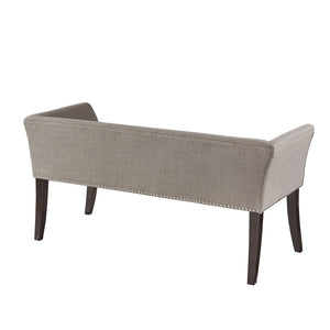 English Elm Accent Welburn Upholstered Bench with Nailhead Trim and Light Wood Legs — Chic Entryway Seat, 49.5"W Grey 20.5 L x 50.5 W x 12.75 H B03548744