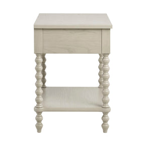 English Elm Nightstand Beckett Antique Cream Whitewash Farmhouse Accent Table with Drawer & Lower Shelf, Solid Wood B03548941