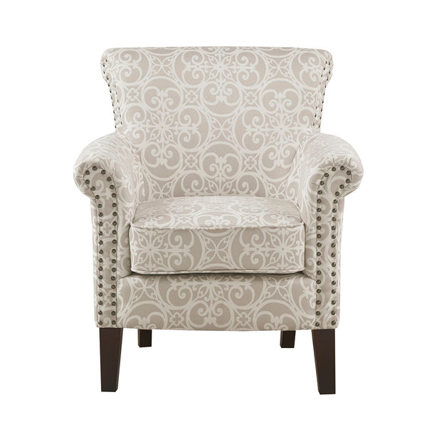 English Elm Brooke Espresso Tight Back Club Chair with Bronze Nailhead, Solid Wood Frame, Plush Foam Cushion B03548564