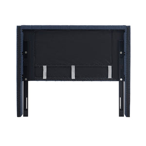 English Elm Upholstery Navy Queen Tufted Wingback Headboard with Nailhead Trim, Foam-Padded Elegant Support B03548797