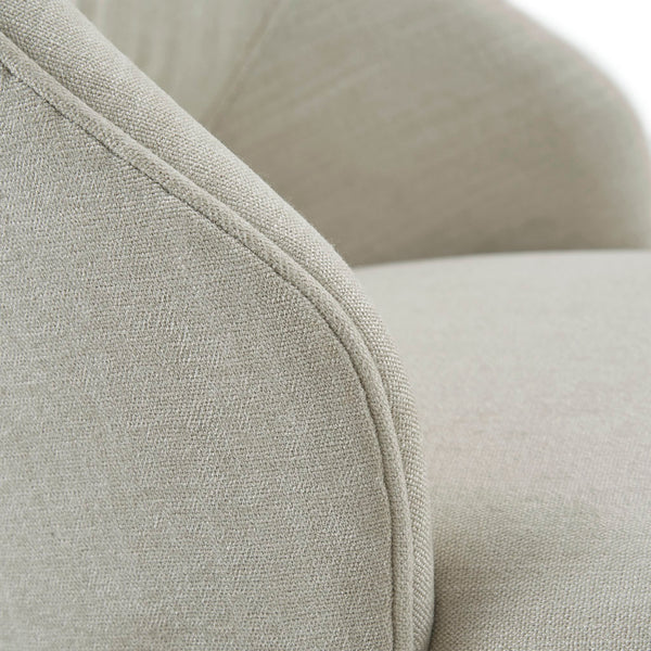 English Elm Counter Stool Jillian Cream Upholstered Swivel Seat with Dark Wood Legs, Silver Kick Plate Accent B03549037